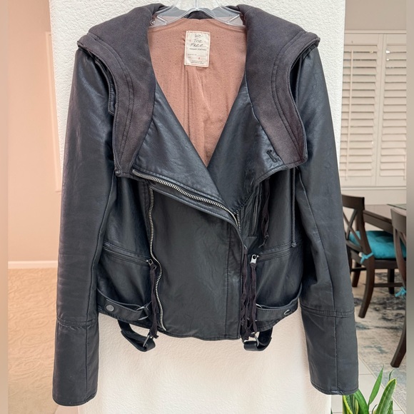 Free People Cleo Hooded Vegan Suede Moto Jacket S - Picture 8 of 16
